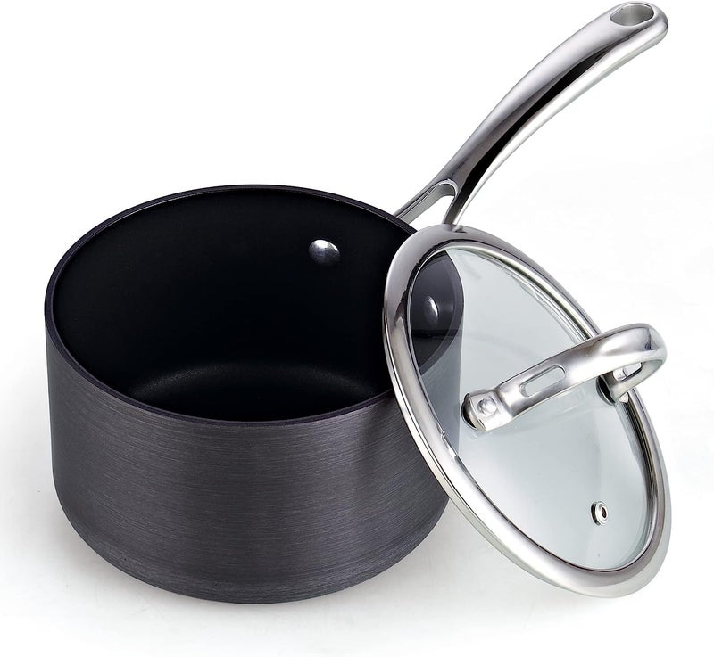 Cooks Standard 3-Quart Hard Anodized Nonstick Saucepan with Lid  Black NC-00342 - Image 1